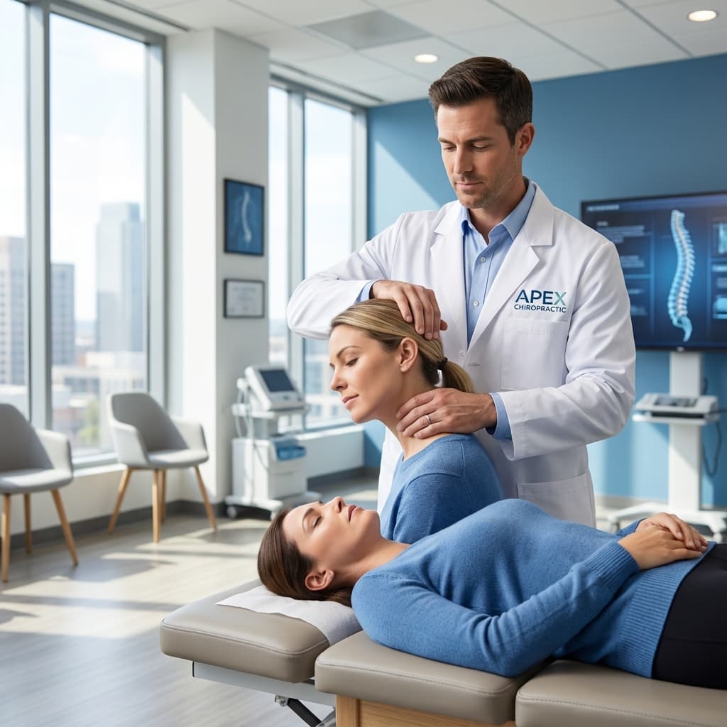 Professional chiropractor adjusting a patient in a modern clinic