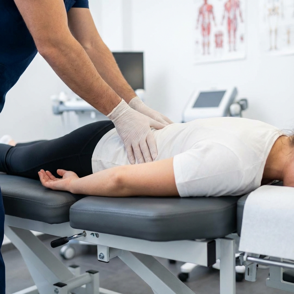 Chiropractor treating lower back pain