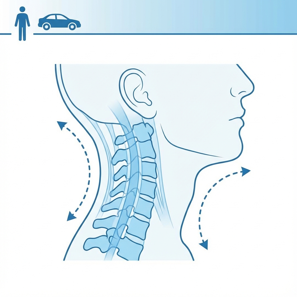 Whiplash Injury Diagram showing cervical spine movement